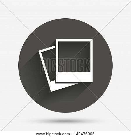 Photo frames template sign icon. Empty photography symbol. Circle flat button with shadow. Vector