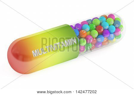 multivitamin capsule 3D rendering isolated on white background
