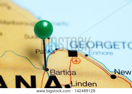 Bartica pinned on a map of Guyana