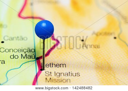Lethem pinned on a map of Guyana