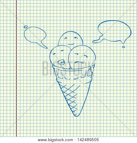 Icecream Cone Three Flavours. Speech Bubbles