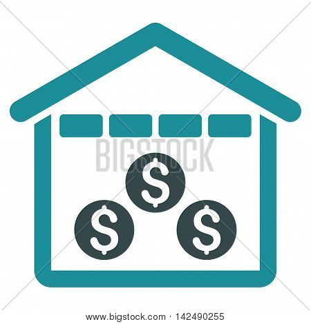 Money Depository icon. Vector style is bicolor flat iconic symbol with rounded angles, soft blue colors, white background.