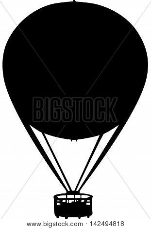 A black silhouette of a hot air balloon.