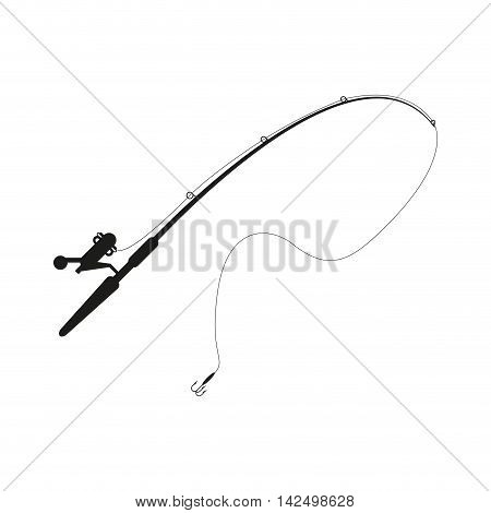 flat design fishing rod icon vector illustration