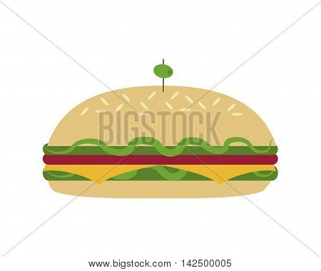 flat design sandwich with olive icon vector illustration