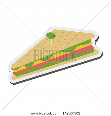 flat design triangle sandwich with olive icon vector illustration
