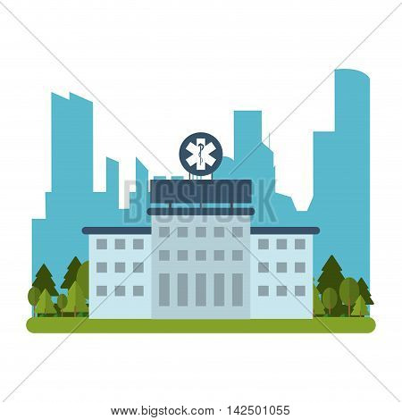 flat design hospital building icon vector illustration