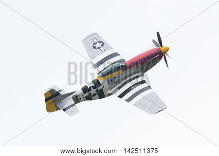 Leeuwarden, The Netherlands - June 10: P51 Mustang Displaying At The Dutch Air Force Open House. Jun