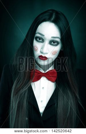Woman with scary makeup