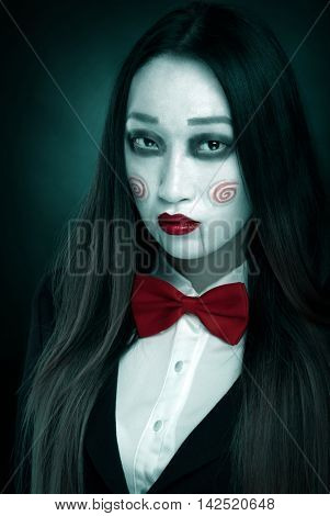 Woman with scary makeup