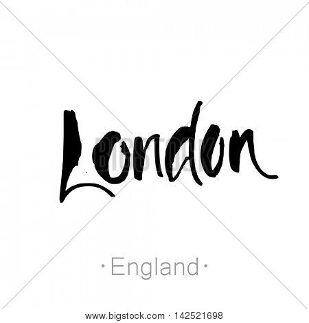 London, England, UK hand-lettering calligraphy. London hand drawn vector stock illustration. Modern brush ink. Isolated on white background.