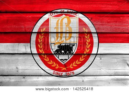 Flag Of Beebe, Arkansas, Usa, Painted On Old Wood Plank Background
