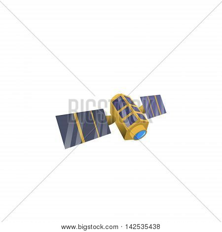 Image space satellite in orbit, flat style. Satellite model of cartoon style.
