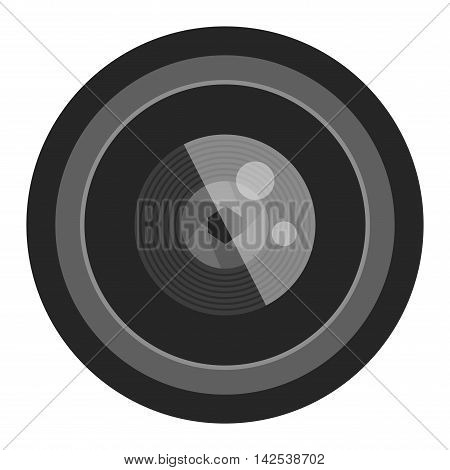 Camera photo optic lense on white background vector. Objective equipment, professional look photo optic lense. Photo optic lense igital equipment optical technology.