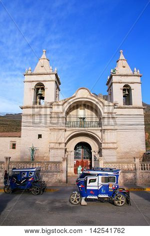 Chivay, Peru-january 15: Catholic Church At Plaza De Armas On January 15, 2015  In Chivay, Peru. Chi