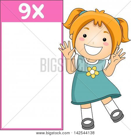 Illustration of a Multiplication Flash Card for Multiples of Nine