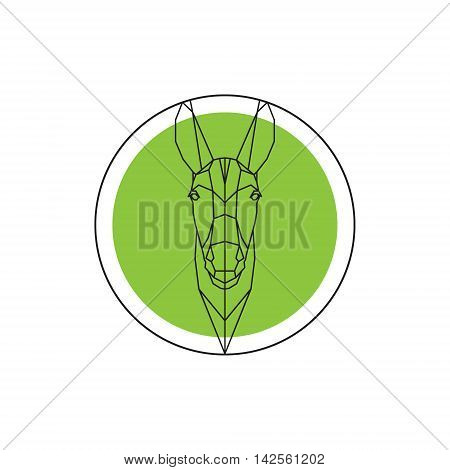Donkey head on green round logo. Vector illustration.