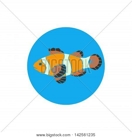 Polygonal illustration of vector parrot-fish on blue background.