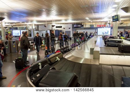 OSLO GARDERMOEN NORWAY - NOVEMBER 2:Interior of Oslo Gardermoen International Airport on november 2 2014 in Oslo. The airport has biggest passenger flow in Norway.