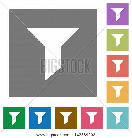 Filter flat icon set on color square background.