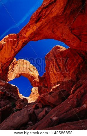 Double Arch In Arches National Park, Utah, Usa