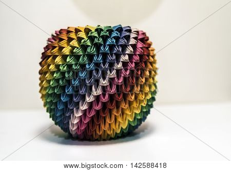 origami paper composition white background studio closeup