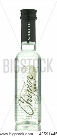 CIRCA MAY 2016 - GDANSK:  Chopin potato vodka isolated on white background. It is produced in Siedlce, Poland. It is distilled four times and it has been offered in Poland since 1993.