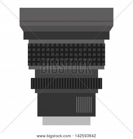 Camera photo optic lense on white background vector. Objective equipment, professional look photo optic lense. Photo optic lense igital equipment optical technology.