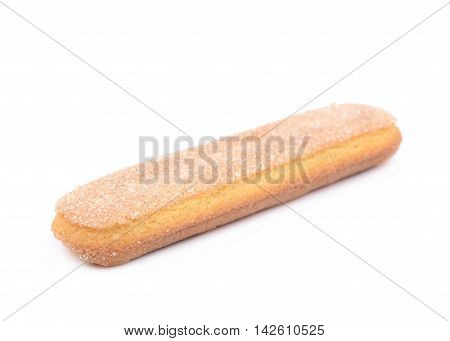 Single ladyfinger savoiardi biscuit cookie isolated over the white background
