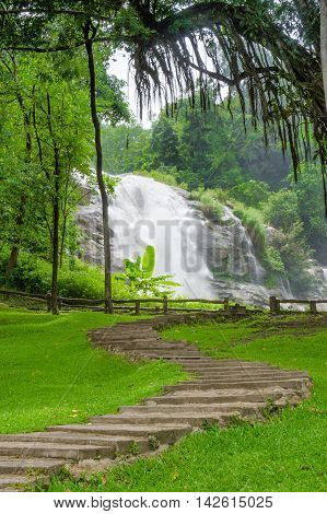 Wachirathan waterfall is the best chiangmai waterfall at doi Inthanon Natural Park