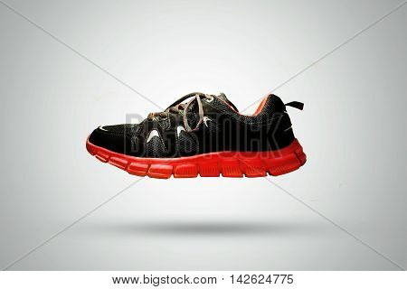 Black Shoe With Red Sole laviating - Isolated On White Background