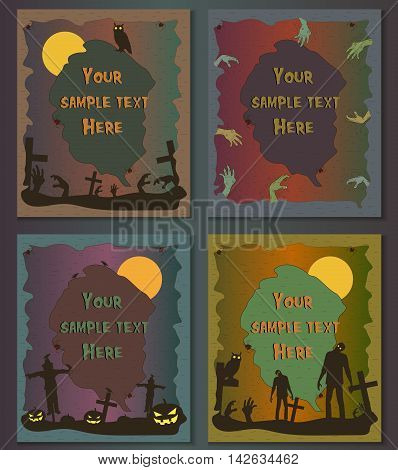 Halloween posters set. Invitation templates for Halloween Party. Halloween background. Vector illustration