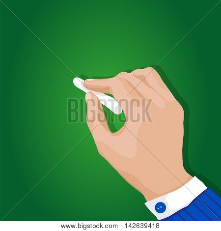 Hand writing with chalk on a blackboard. vector illustration