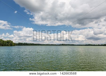 View of the Jarohnevicky pond near the city Hodonin in Moravia Czech Republic