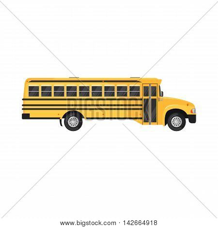 School Bus Icon in flat style on white background. Vector illustration