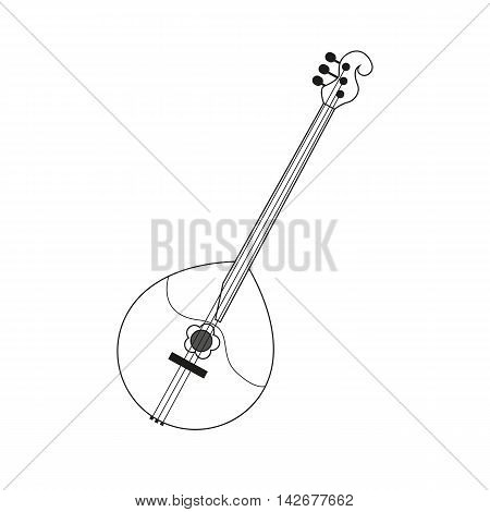 vector illustration circuit outline of a domra in black and white. Coloring musical instrument, logo symbol.