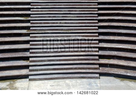 Stairs Architecture background. flat and circular staircase that surrounds a large area