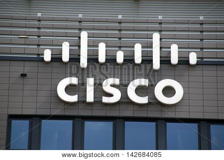 Amsterdam Netherlands-august 14 2016: letters Cisco on a wall