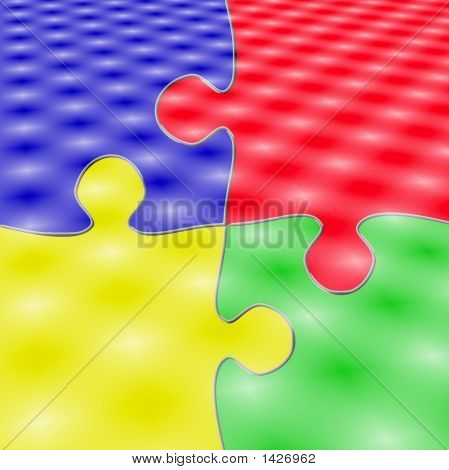 Cuatro piezas de Puzzle color 