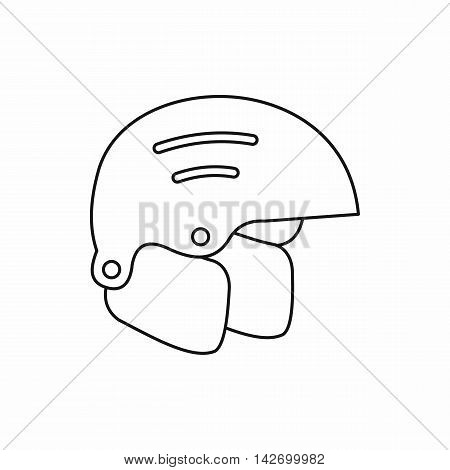Snowboard helmets icon in outline style isolated on white background. Sport symbol vector illustration