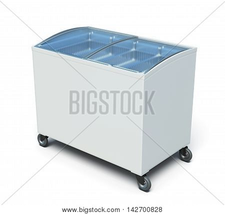 Freezer Chest Isolated On White Background. 3D Render Image