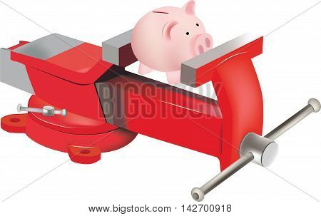 swivel vice symbol with piggy bank swivel vice symbol with piggy-shaped pink pig