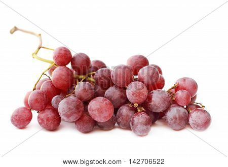 Red tasty grape vine on white background