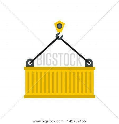 Crane with load icon in flat style isolated on white background. Weight symbol