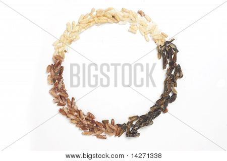 Three Types Of Rice Creating A Circle