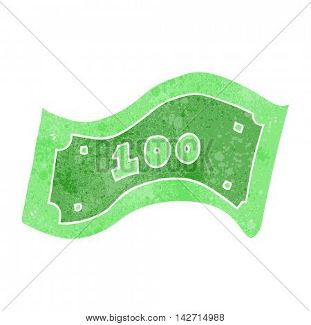 freehand retro cartoon 100 dollar bill