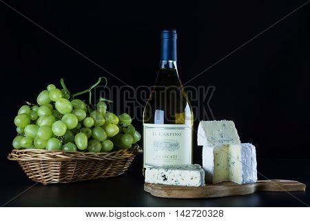 ODESSA UKRAINE - AUGUST 4 2016: Italian dry white wine bottle of 