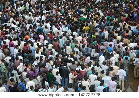 AMRAVATI, MAHARASHTRA, INDIA - AUGUST 29 : Crowd of young People enjoying 