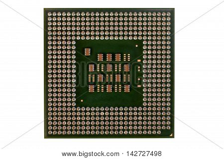 Computer processor isolated on white background closeup