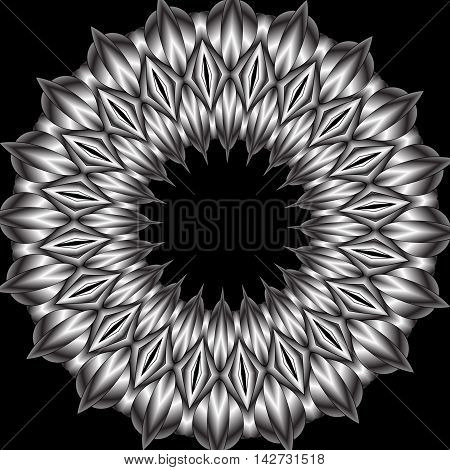 Kaleidoscopic metal pattern. The image is computer graphics created using various programs. It can be used in the design of your site design textile printing industry in a variety of design projects.